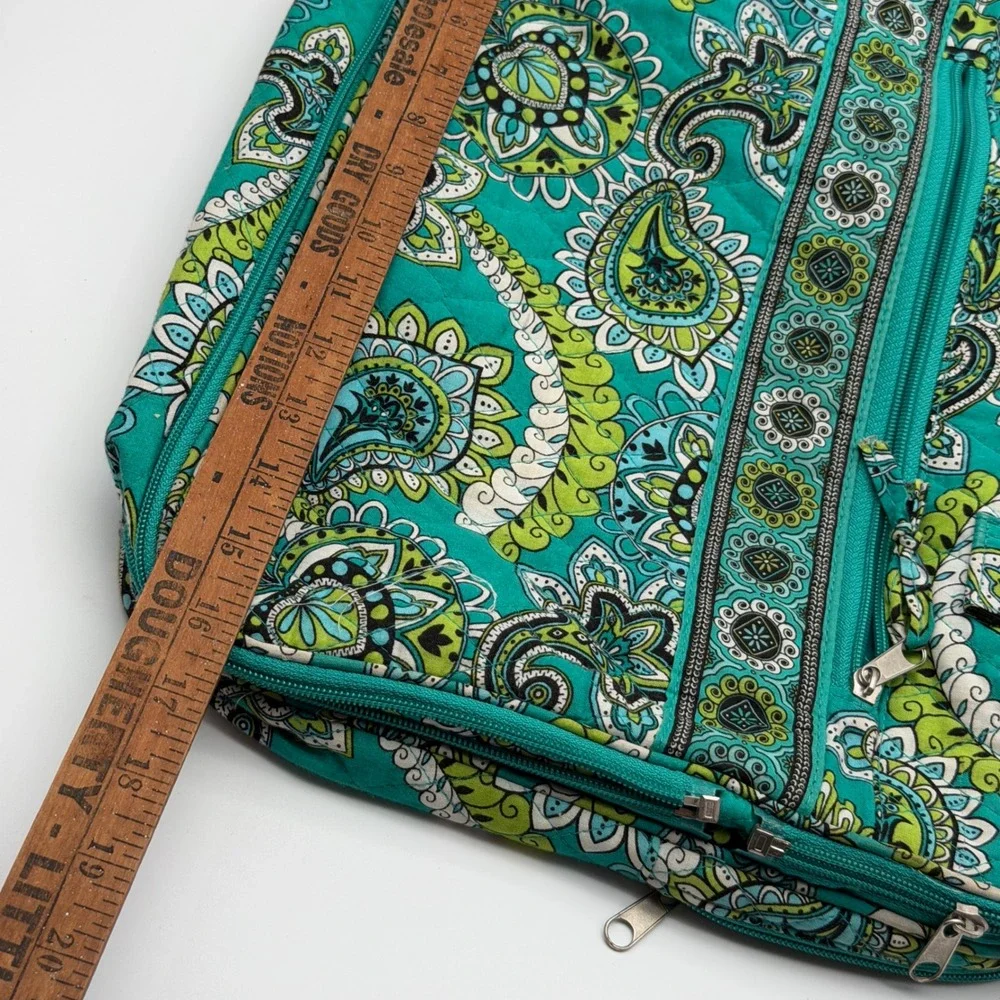 Vera Bradley Quilted Paisley Laptop Bag Briefcase Teal Green White 14x11x4